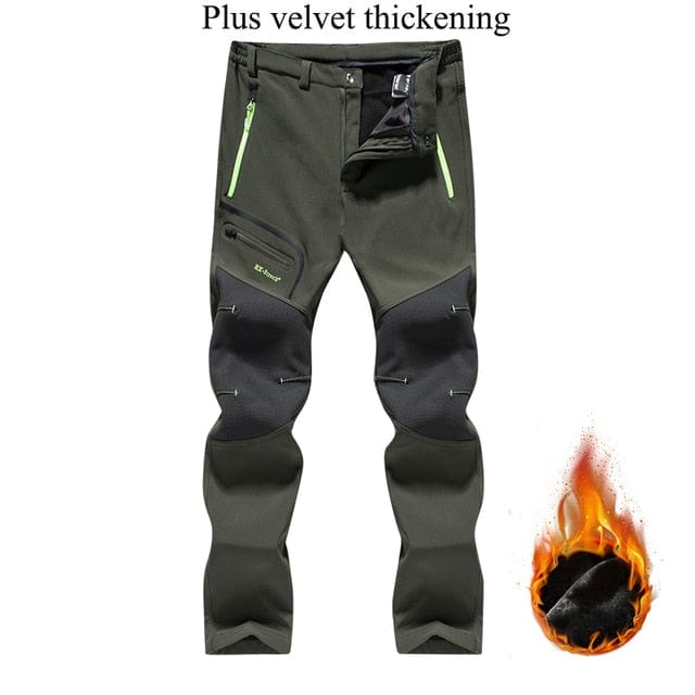 Winter Men's Waterproof Pants Outdoor Hiking Camping Fishing Sports Trousers Male Casual Soft Shell Fleece Warm Cargo Pants 5XL