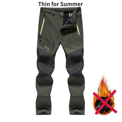 Winter Men's Waterproof Pants Outdoor Hiking Camping Fishing Sports Trousers Male Casual Soft Shell Fleece Warm Cargo Pants 5XL