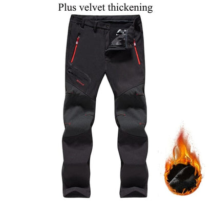 Winter Men's Waterproof Pants Outdoor Hiking Camping Fishing Sports Trousers Male Casual Soft Shell Fleece Warm Cargo Pants 5XL