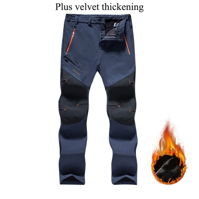 Winter Men's Waterproof Pants Outdoor Hiking Camping Fishing Sports Trousers Male Casual Soft Shell Fleece Warm Cargo Pants 5XL