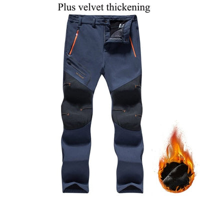 Winter Men's Waterproof Pants Outdoor Hiking Camping Fishing Sports Trousers Male Casual Soft Shell Fleece Warm Cargo Pants 5XL