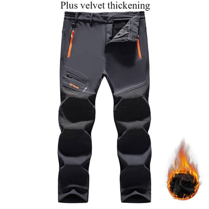 Winter Men's Waterproof Pants Outdoor Hiking Camping Fishing Sports Trousers Male Casual Soft Shell Fleece Warm Cargo Pants 5XL