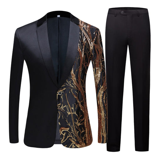 Men&#39;s black  Sequin Party Blazer Slim Fit Wedding Party Suit Jackets High Quality singer high density sequined Blazer suits