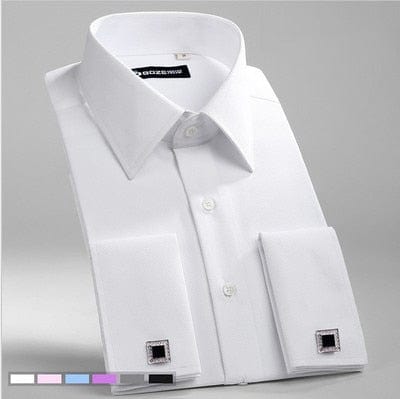 Men's Dress Shirts Loose Tuxedo French Cuff Regular Fit Luxury Striped Business Long Sleeve Cufflinks Social Pluse Size 6XL