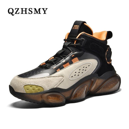 QZHSMY Men Platform Sneakers Autumn  New Street Fashion High Top Men Shoes Basketball Zapatillas Black White Winter Sneakers