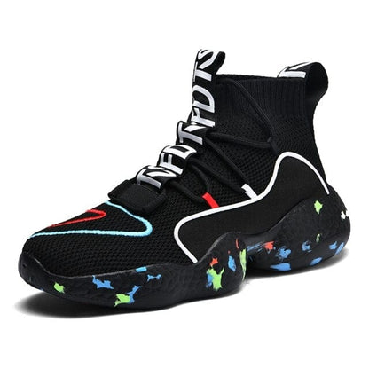 New High Top Basketball Shoes Fashion White Golden Men Board Trainers Classic Glitter Embroider Shoes Men Sneaker Casual 35~50