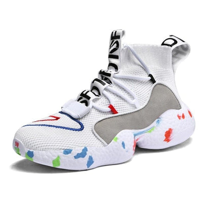 New High Top Basketball Shoes Fashion White Golden Men Board Trainers Classic Glitter Embroider Shoes Men Sneaker Casual 35~50