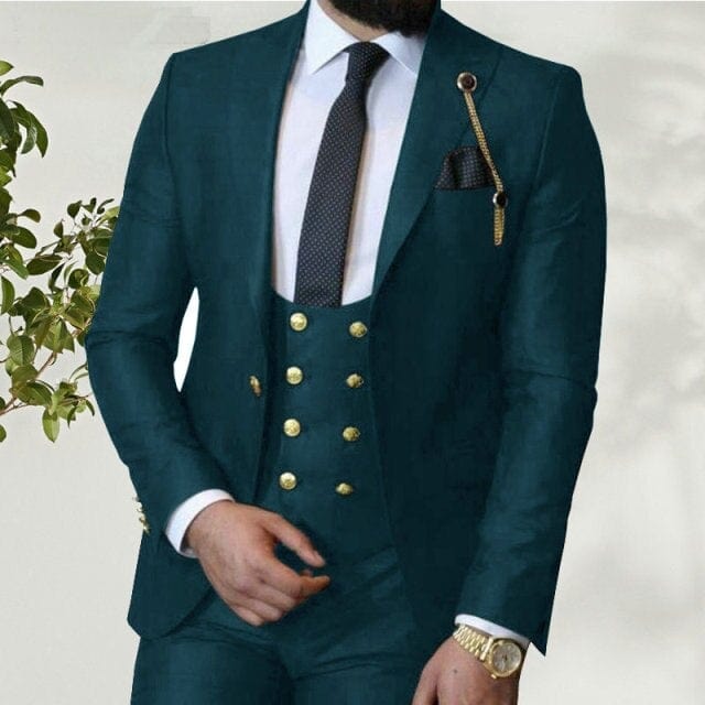 Italian Business Slim Fit Formal Men Suits with Double Breasted Waistcoat Royal Blue Groom Tuxedo for Wedding 3 Piece Costume