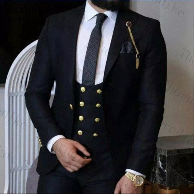 Italian Business Slim Fit Formal Men Suits with Double Breasted Waistcoat Royal Blue Groom Tuxedo for Wedding 3 Piece Costume