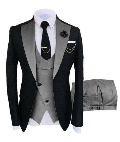 Formal Business Fashion 3 Pieces Mens Suit Slim Fit Tuxedos Jacket  Wedding Groom Tuxedos(Blazer+Vest+Pants)