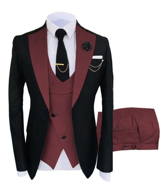 Formal Business Fashion 3 piese Costum pentru bărbați Slim Fit Tuxedo Jacket Nunta Mire Tuxedos (Blazer+Vest+Pants)