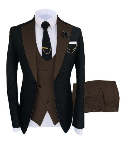 Formal Business Fashion 3 Pieces Mens Suit Slim Fit Tuxedos Jacket  Wedding Groom Tuxedos(Blazer+Vest+Pants)