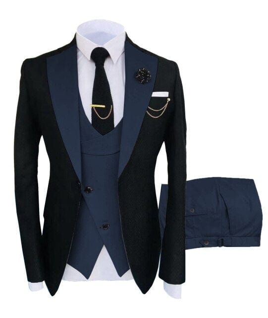 Formal Business Fashion 3 piese Costum pentru bărbați Slim Fit Tuxedo Jacket Nunta Mire Tuxedos (Blazer+Vest+Pants)