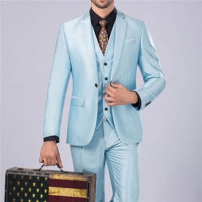 Famous Brand Men Blazers Wedding Groom Plus Size S- 5XL 3 Pieces Jacket Vest Pant Slim Fit Business Casual Tuxedo Suit Set