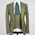 Latest Design Green Peal Lapel With One Button Men Suits 3 Piece Masculino Slim Fit suit