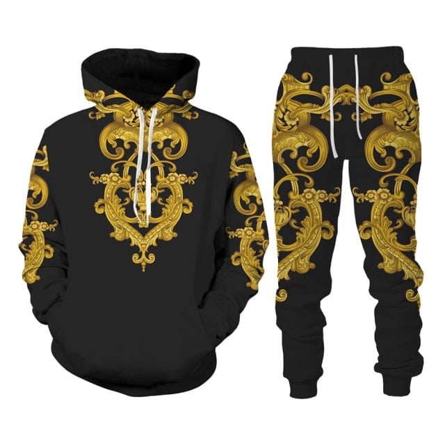 2021 New Set 3D Printing Fashion Personality Creative Mens Zipper Hooded Suits Casual Sweatshirt Sweatpants Two Sets Tracksuits