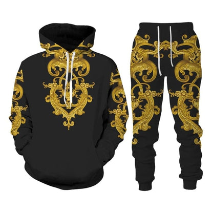 New Set 3D Printing Fashion Personality Creative Mens Zipper Hooded Suits Casual Sweatshirt Sweatpants Two Sets Tracksuits