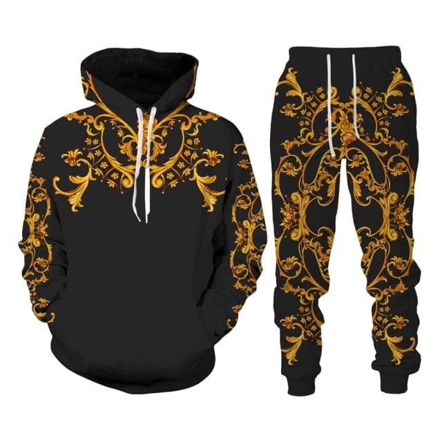 2021 New Set 3D Printing Fashion Personality Creative Mens Zipper Hooded Suits Casual Sweatshirt Sweatpants Two Sets Tracksuits