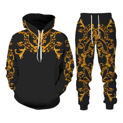 New Set 3D Printing Fashion Personality Creative Mens Zipper Hooded Suits Casual Sweatshirt Sweatpants Two Sets Tracksuits