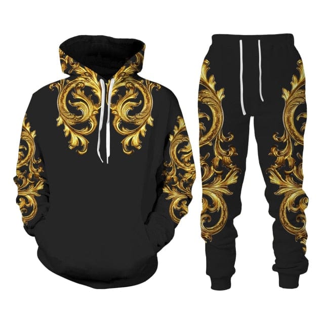 2021 New Set 3D Printing Fashion Personality Creative Mens Zipper Hooded Suits Casual Sweatshirt Sweatpants Two Sets Tracksuits