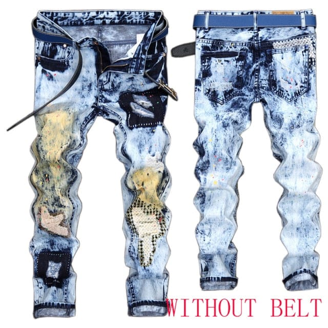 Denim Designer Hole Jeans High Quality Ripped for Men Size 28-38 40 42 2022 Autumn Spring HIP HOP Punk Streetwear