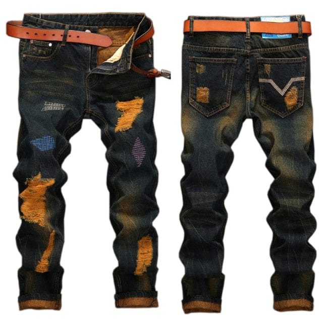 Denim Designer Hole Jeans High Quality Ripped for Men Size 28-38 40 42 2022 Autumn Spring HIP HOP Punk Streetwear