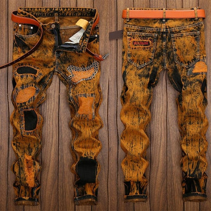 Denim Designer Hole Jeans High Quality Ripped for Men Size 28-38 40 42  Autumn Spring HIP HOP Punk Streetwear