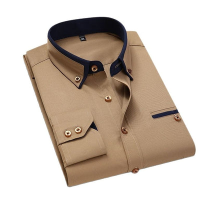 Men Long Sleeve Slim Fit No-Iron Business Social Shirts  Spring Autumn Wedding Party Dress Casual Button Down Brand Shirt