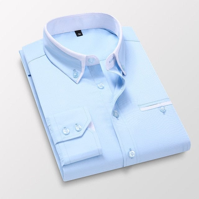 Men Long Sleeve Slim Fit No-Iron Business Social Shirts  Spring Autumn Wedding Party Dress Casual Button Down Brand Shirt