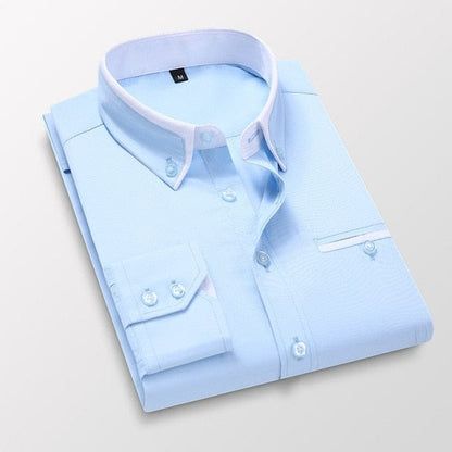 Men Long Sleeve Slim Fit No-Iron Business Social Shirts  Spring Autumn Wedding Party Dress Casual Button Down Brand Shirt