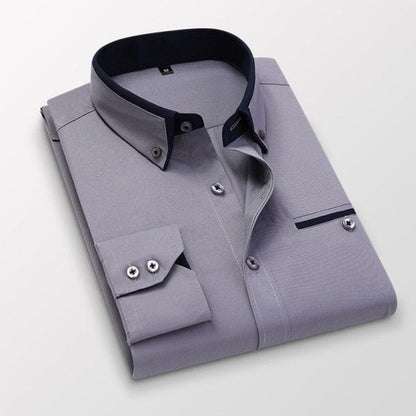 Men Long Sleeve Slim Fit No-Iron Business Social Shirts  Spring Autumn Wedding Party Dress Casual Button Down Brand Shirt