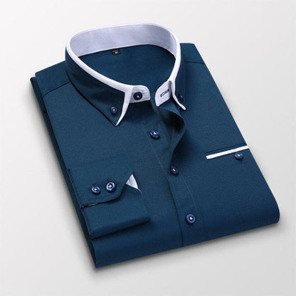 Men Long Sleeve Slim Fit No-Iron Business Social Shirts  Spring Autumn Wedding Party Dress Casual Button Down Brand Shirt