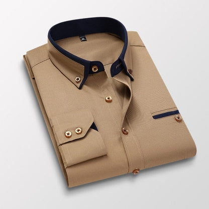 Men Long Sleeve Slim Fit No-Iron Business Social Shirts  Spring Autumn Wedding Party Dress Casual Button Down Brand Shirt