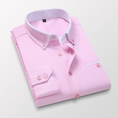 Men Long Sleeve Slim Fit No-Iron Business Social Shirts  Spring Autumn Wedding Party Dress Casual Button Down Brand Shirt