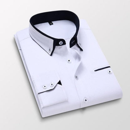 Men Long Sleeve Slim Fit No-Iron Business Social Shirts  Spring Autumn Wedding Party Dress Casual Button Down Brand Shirt
