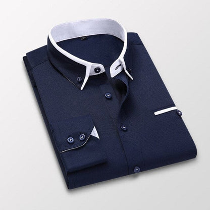 Men Long Sleeve Slim Fit No-Iron Business Social Shirts  Spring Autumn Wedding Party Dress Casual Button Down Brand Shirt
