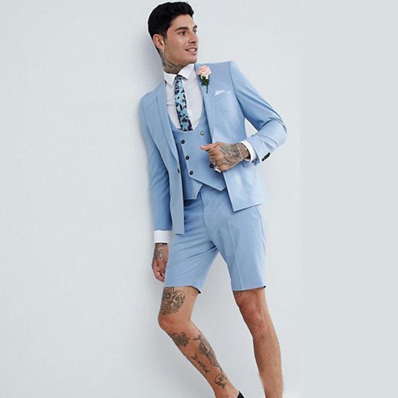 Summer Beach Mens Wedding Tuxedos 2021 Slim Fit Shawl Lapel Groom Wear Suits Groomsman Prom Blazer (Jakcet+Pant+Vest+Tie)