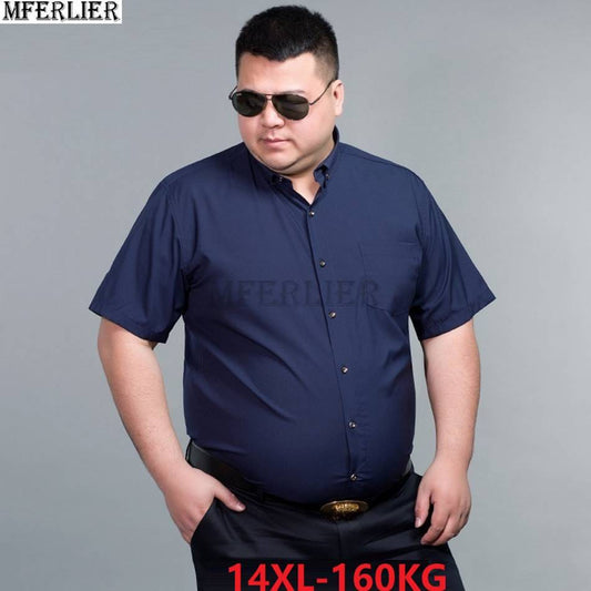 high quality summer short Sleeve Men Shirt wedding plus Size 10XL 12XL 14XL Business oversize Dress office formal Shirt purple