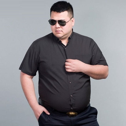 high quality summer short Sleeve Men Shirt wedding plus Size 10XL 12XL 14XL Business oversize Dress office formal Shirt purple