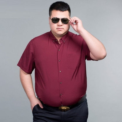 high quality summer short Sleeve Men Shirt wedding plus Size 10XL 12XL 14XL Business oversize Dress office formal Shirt purple