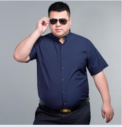 high quality summer short Sleeve Men Shirt wedding plus Size 10XL 12XL 14XL Business oversize Dress office formal Shirt purple