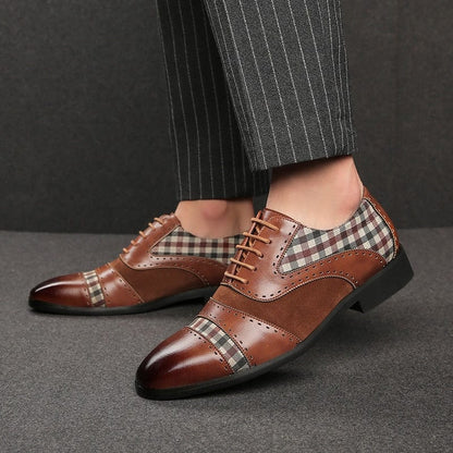 High Quality British style Luxurious Men's Lace Up Loafers Leather Brown Black Mens Casual Dress Shoes Slip On Wedding Men Shoes