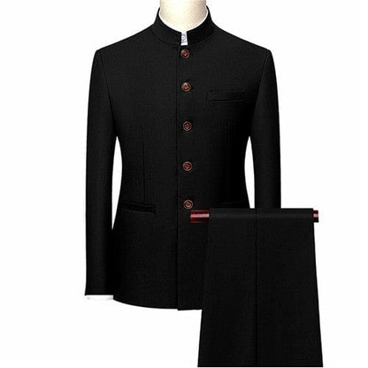 Fashion Men Retro Party 2 Piece Set Blazer Pants Luxury Embroidery Men Tang Suit Jacket Trousers Plus Size M-6XL 2 Pcs
