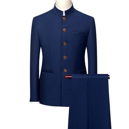 Fashion Men Retro Party 2 Piece Set Blazer Pants Luxury Embroidery Men Tang Suit Jacket Trousers Plus Size M-6XL 2 Pcs