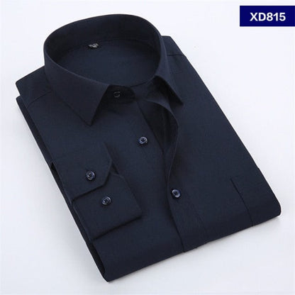 New Men's Dress Shirt Solid Color Plus Size 8XL Black White Blue Gray Chemise Homme Male Business Casual Long Sleeved Shirt
