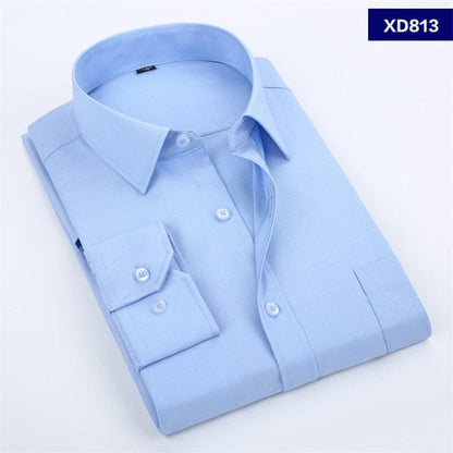 New Men's Dress Shirt Solid Color Plus Size 8XL Black White Blue Gray Chemise Homme Male Business Casual Long Sleeved Shirt