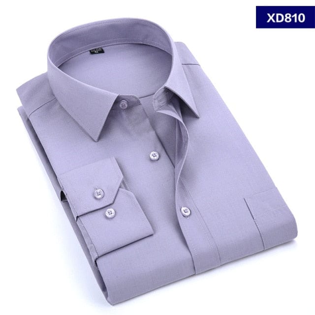 2022 New Men&#39;s Dress Shirt Solid Color Plus Size 8XL Black White Blue Gray Chemise Homme Male Business Casual Long Sleeved Shirt