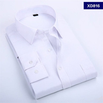 New Men's Dress Shirt Solid Color Plus Size 8XL Black White Blue Gray Chemise Homme Male Business Casual Long Sleeved Shirt