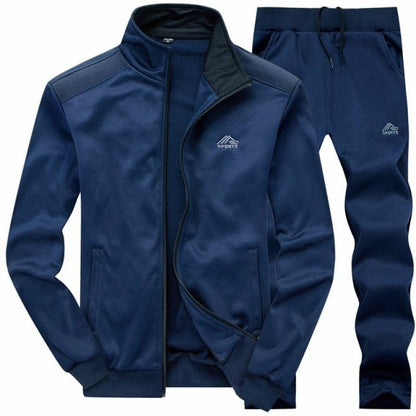 New Men Sets Fashion Sporting Suit Warm Embroidery Zipper Sweatshirt +Sweatpants Men Clothing 2 Pieces Sets Slim Tracksuit