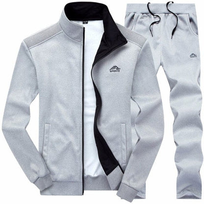 New Men Sets Fashion Sporting Suit Warm Embroidery Zipper Sweatshirt +Sweatpants Men Clothing 2 Pieces Sets Slim Tracksuit